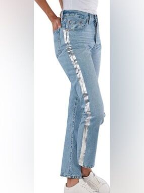 Levi's 501 Straight Fit Shine high rise button front jeans new with tags size 28